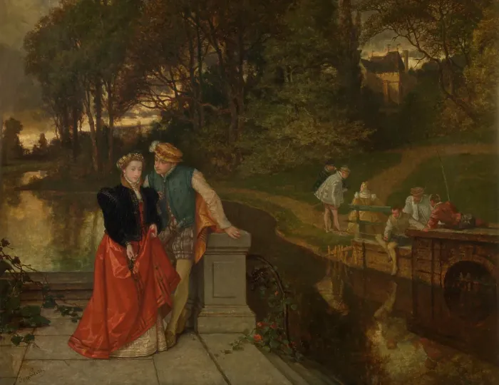 Framed Print : Lovers in the Park, 1855. Creator: Joseph Lies Framed Print : Lovers in the Park, 1855. Creator: Joseph Lies