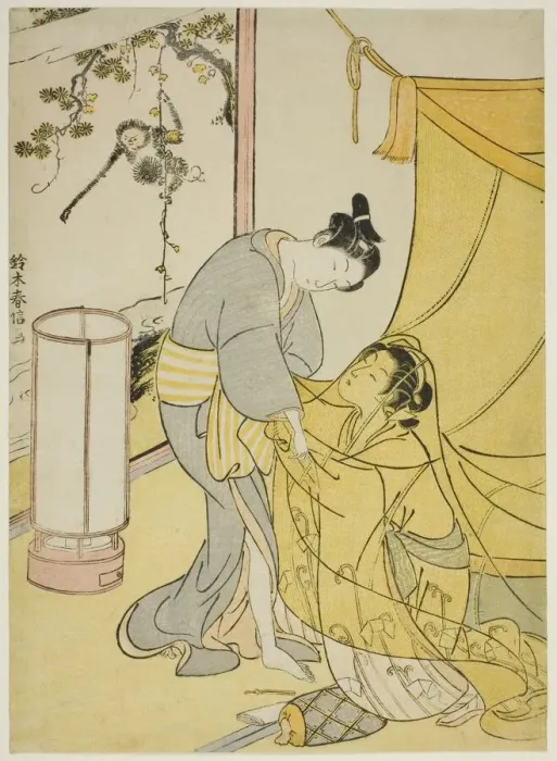 Framed Print : Lovers Parting at Dawn, c. 1767 / 68. Creator: Suzuki Harunobu Framed Print : Lovers Parting at Dawn, c. 1767 / 68. Creator: Suzuki Harunobu