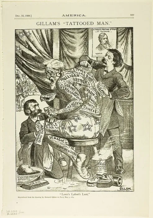 Framed Print : Love's Labor Lost, from America, published December 12, 1889, originally pub...May 7, 1884. Creator: Bernard Gillam Framed Print : Love's Labor Lost, from America, published December 12, 1889, originally pub...May 7, 1884. Creator: Bernard Gillam