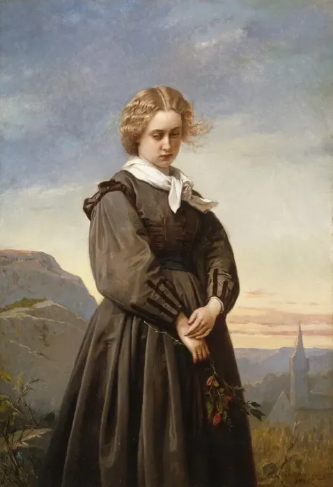 Framed Print : Loves Melancholy, 1866. Creator: Constant Mayer Framed Print : Loves Melancholy, 1866. Creator: Constant Mayer