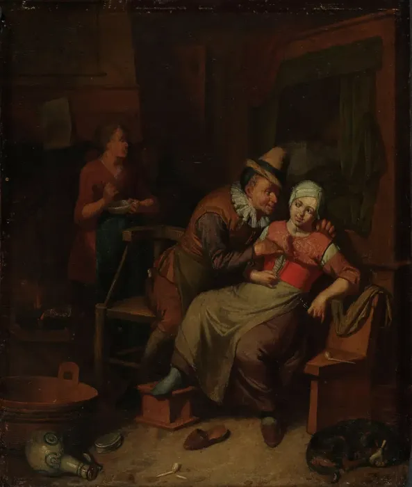 Framed Print : Loving Couple, 1st half of 18th century. Creator: Frans Decker Framed Print : Loving Couple, 1st half of 18th century. Creator: Frans Decker