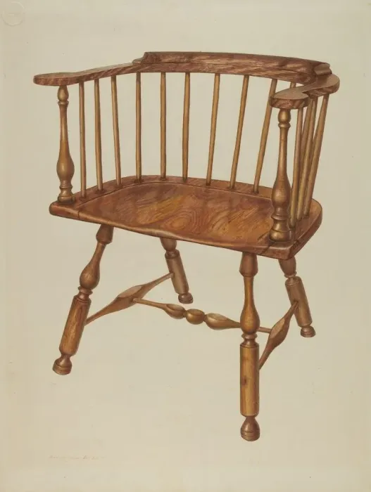 Framed Print : Low-back Stretcher Chair, c. 1942. Creator: Edward L Loper Framed Print : Low-back Stretcher Chair, c. 1942. Creator: Edward L Loper