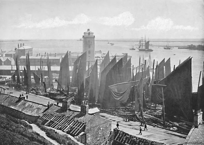 Framed Print : Low Light, North Shields, c1896. Artist: M Aunty Framed Print : Low Light, North Shields, c1896. Artist: M Aunty