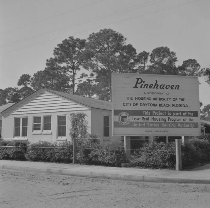Framed Print : Low rent housing projects for Negroes near Bethune-Cookman College, Daytona Beach, Florida, 1943. Creator: Gordon Parks Framed Print : Low rent housing projects for Negroes near Bethune-Cookman College, Daytona Beach, Florida, 1943. Creator: Gordon Parks