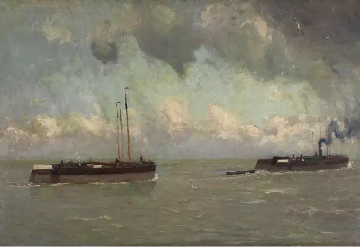 Framed Print : On the Low Scheldt, c1880-1920. Creator: Frans Hens Framed Print : On the Low Scheldt, c1880-1920. Creator: Frans Hens
