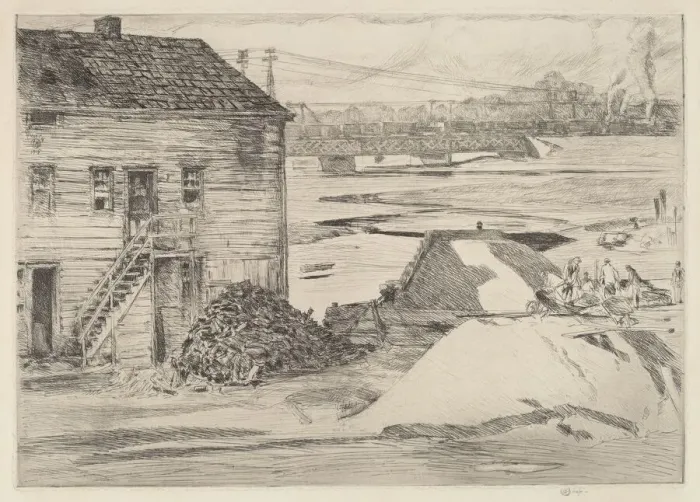 Framed Print : Low Tide, Cos Cob Bridge, 1915. Creator: Frederick Childe Hassam Framed Print : Low Tide, Cos Cob Bridge, 1915. Creator: Frederick Childe Hassam
