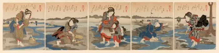 Framed Print : Low Tide at Susaki - A Set of Five (Shiohi goban no uchi), c. 1828 / 30 Framed Print : Low Tide at Susaki - A Set of Five (Shiohi goban no uchi), c. 1828 / 30