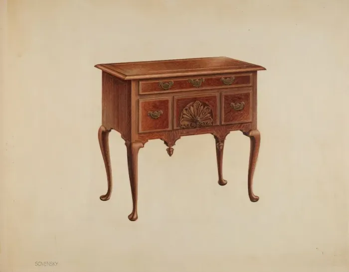 Framed Print : Lowboy, c. 1938. Creator: Eva Fox Framed Print : Lowboy, c. 1938. Creator: Eva Fox