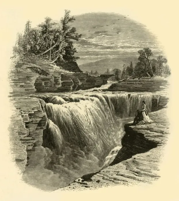 Framed Print : Lower Falls, Portage, 1874. Creator: John Douglas Woodward Framed Print : Lower Falls, Portage, 1874. Creator: John Douglas Woodward
