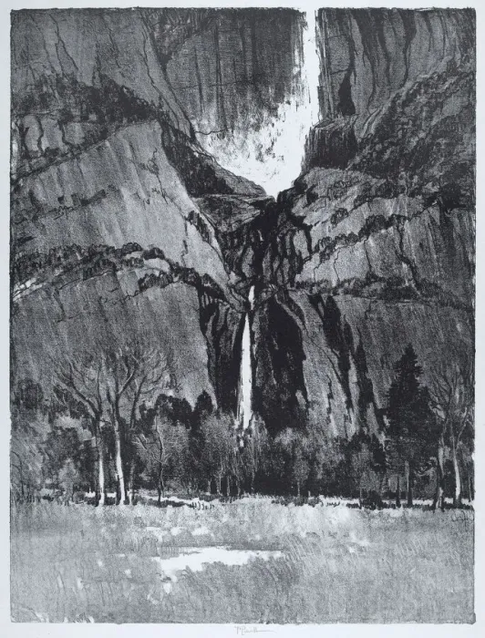 Framed Print : Lower Falls, Yosemite, 1912. Creator: Joseph Pennell Framed Print : Lower Falls, Yosemite, 1912. Creator: Joseph Pennell