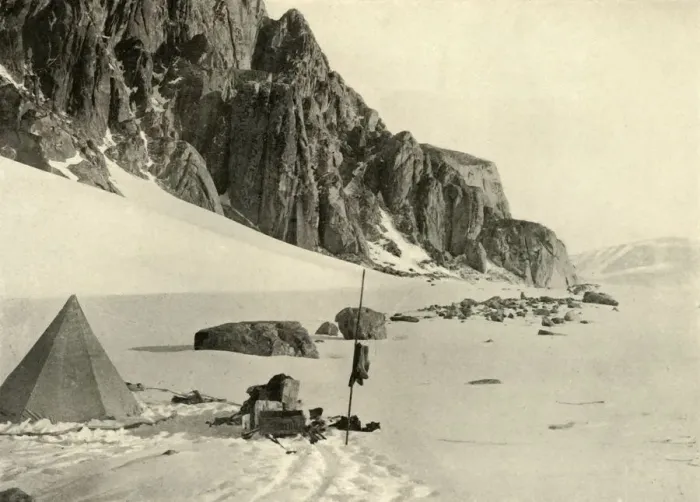 Framed Print : Lower Glacier Depot. The stores were buried in the snow, c1908, (1909) Framed Print : Lower Glacier Depot. The stores were buried in the snow, c1908, (1909)