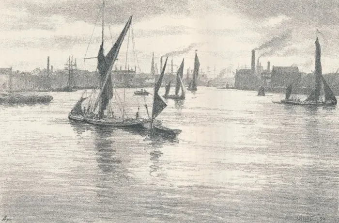 Framed Print : The Lower Pool. (1898). Artist: Thomas Robert Way Framed Print : The Lower Pool. (1898). Artist: Thomas Robert Way