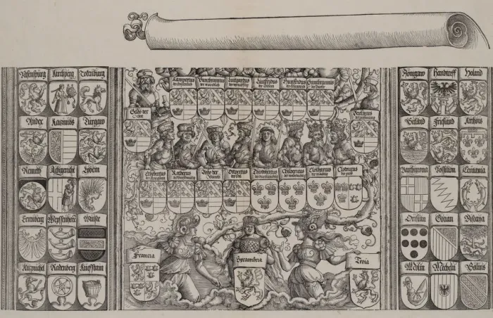 Framed Print : The Lower Portion of the Genealogy of Maximilian; with the Left Edge of the Scroll for Framed Print : The Lower Portion of the Genealogy of Maximilian; with the Left Edge of the Scroll for