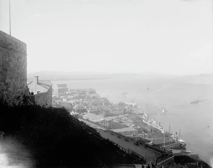 Framed Print : Lower town from the Citadel, Quebec, between 1900 and 1906. Creator: Unknown Framed Print : Lower town from the Citadel, Quebec, between 1900 and 1906. Creator: Unknown