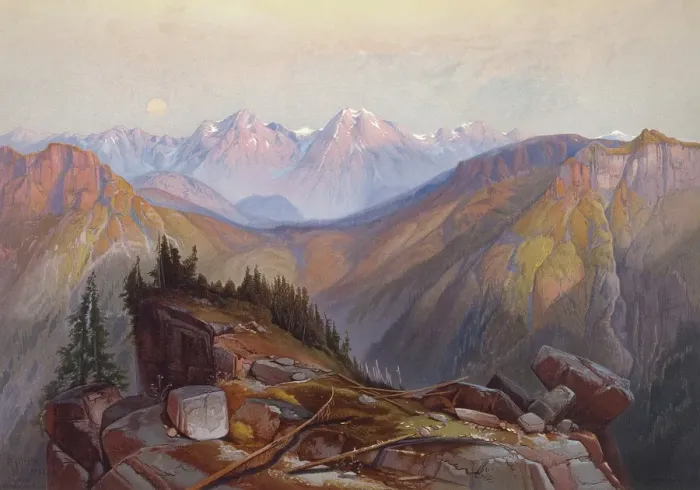 Framed Print : Lower Yellowstone Range seen from Yellowstone National Park, 1874. Creator: Thomas Moran Framed Print : Lower Yellowstone Range seen from Yellowstone National Park, 1874. Creator: Thomas Moran