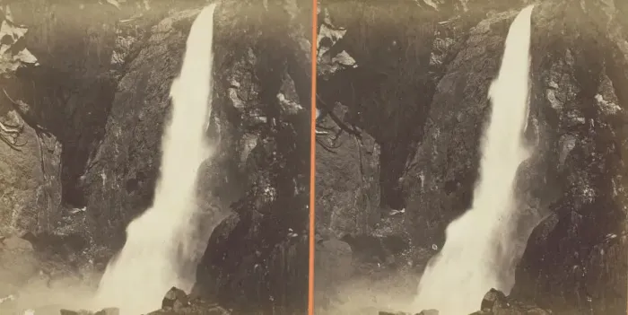 Framed Print : The Lower Yosemite Fall, Yosemite Valley, Mariposa County, Cal. 1861 / 76 Framed Print : The Lower Yosemite Fall, Yosemite Valley, Mariposa County, Cal. 1861 / 76