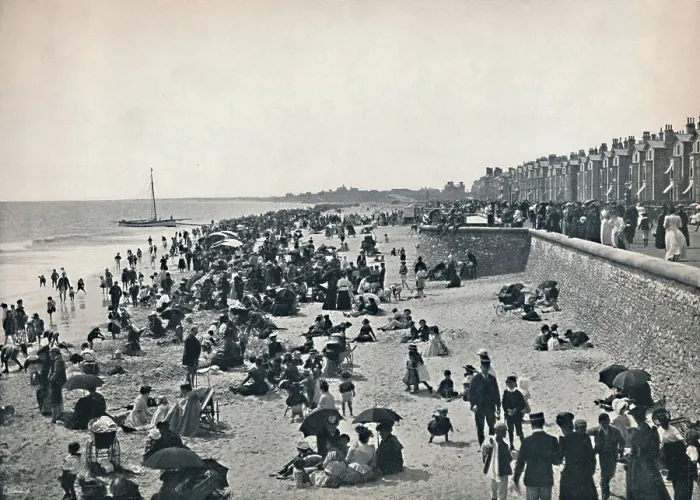 Framed Print : Lowestoft - On the Sands, 1895 Framed Print : Lowestoft - On the Sands, 1895