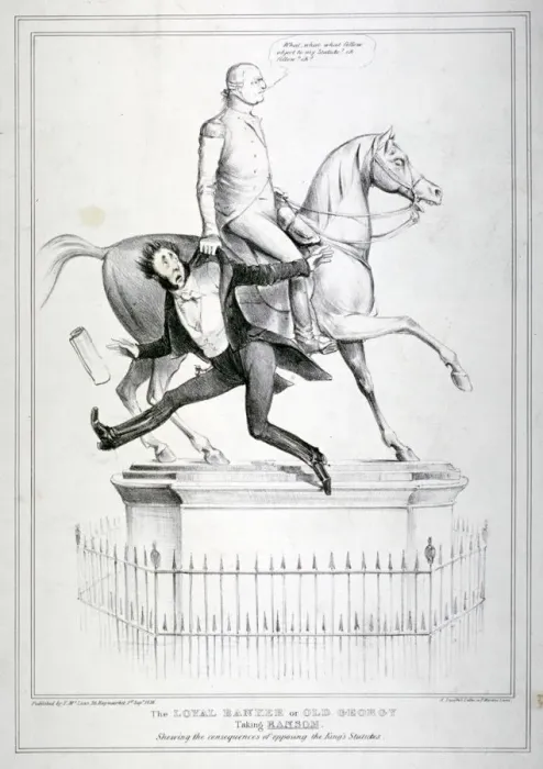 Framed Print : The loyal banker or Old Georgy taking Ransom, 1836. Artist: A Ducotes Framed Print : The loyal banker or Old Georgy taking Ransom, 1836. Artist: A Ducotes
