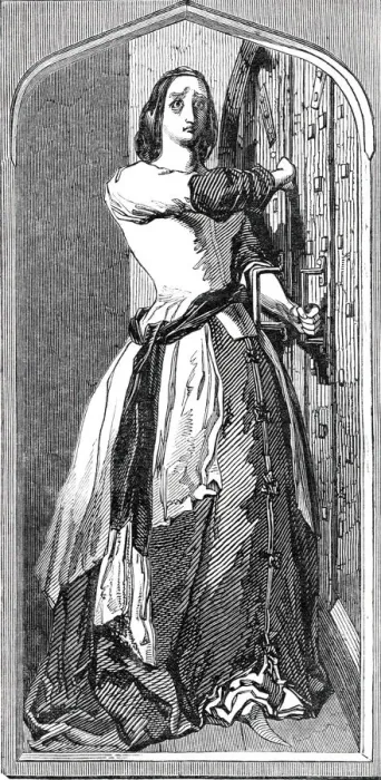 Framed Print : Loyalty: Catherine Douglas barring the door, at Scone, 1844. Creator: Unknown Framed Print : Loyalty: Catherine Douglas barring the door, at Scone, 1844. Creator: Unknown