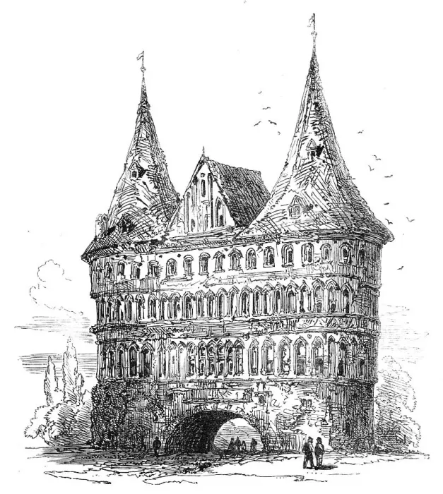 Framed Print : Lübeck: Holstein Thor, 1864. Creator: Unknown Framed Print : Lübeck: Holstein Thor, 1864. Creator: Unknown