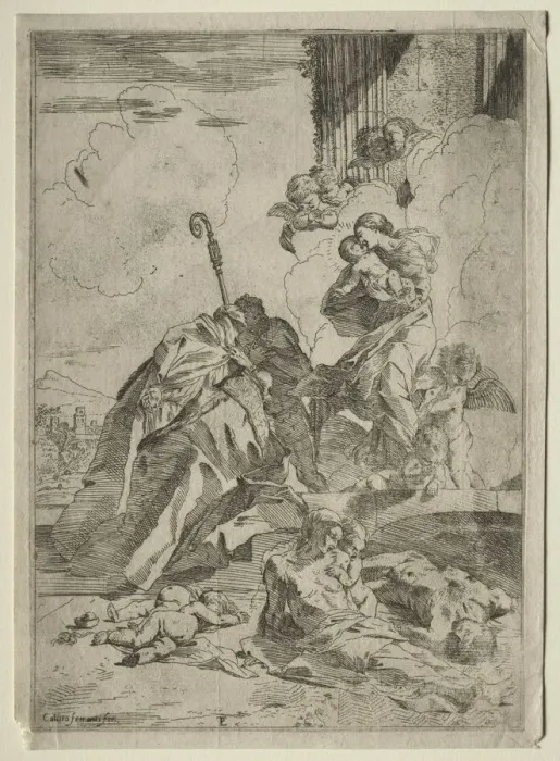 Framed Print : Three Lucchese Saints interceding with the Virgin for the Victims of the plague, ca Framed Print : Three Lucchese Saints interceding with the Virgin for the Victims of the plague, ca