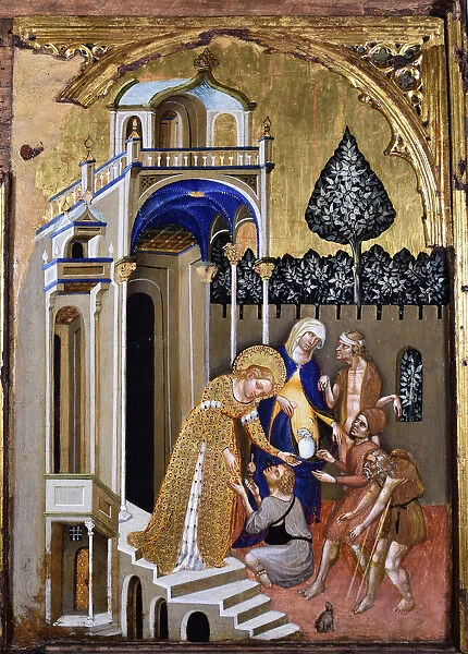 Lucia gives alms, c. 1410. Creator: Jacobello del Fiore