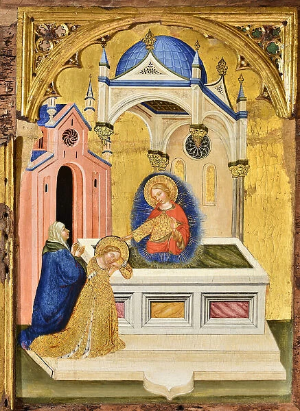 Lucia praying at the tomb of Saint Agatha, c. 1410. Creator: Jacobello del Fiore