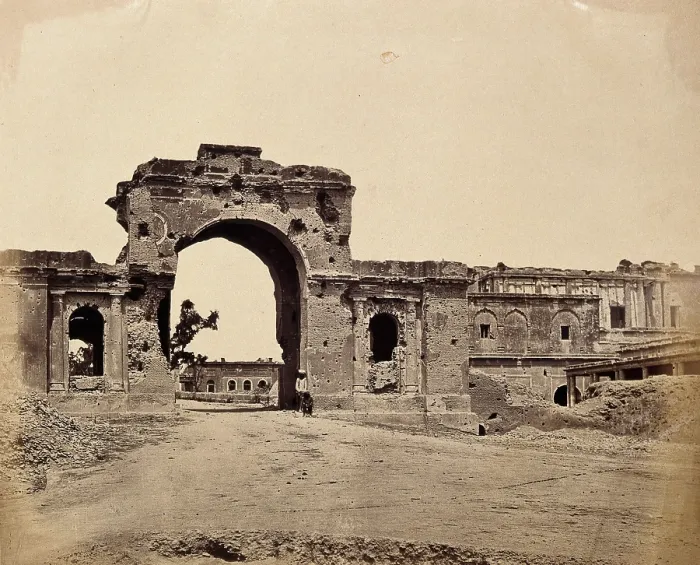 Framed Print : Lucknow, India: gateway of the Lucknow Residency, showing damage caused during the... c1858. Creator: Felice Beato Framed Print : Lucknow, India: gateway of the Lucknow Residency, showing damage caused during the... c1858. Creator: Felice Beato