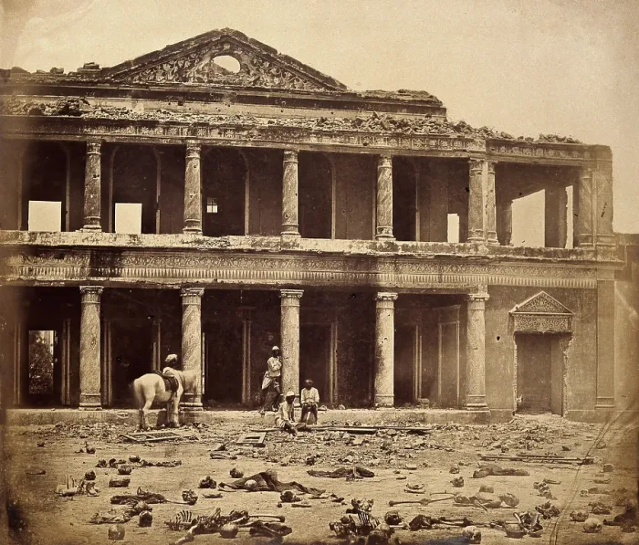 Framed Print : Lucknow, India: the Secundra Bagh interior showing damage done during the Indian Rebellion... c1858 Creator: Felice Beato Framed Print : Lucknow, India: the Secundra Bagh interior showing damage done during the Indian Rebellion... c1858 Creator: Felice Beato