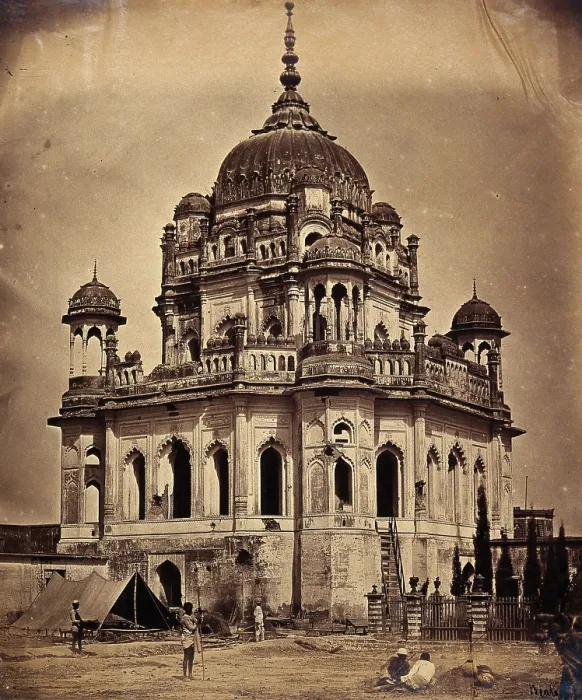 Framed Print : Lucknow, India: the tomb of Khursheed Zadi in the Kaiser Bagh Palace complex, showing... c1858. Creator: Felice Beato Framed Print : Lucknow, India: the tomb of Khursheed Zadi in the Kaiser Bagh Palace complex, showing... c1858. Creator: Felice Beato