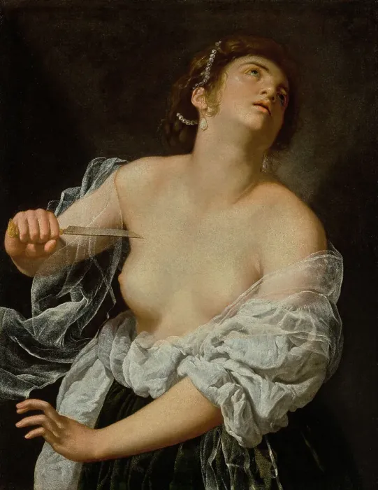 Framed Print : Lucretia, about 1627. Creator: Artemisia Gentileschi Framed Print : Lucretia, about 1627. Creator: Artemisia Gentileschi