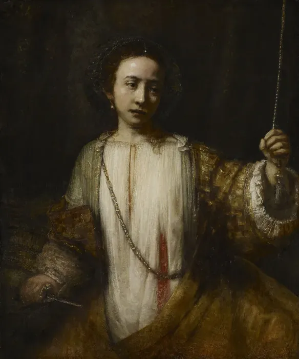 Framed Print : Lucretia, 1666. Artist: Rembrandt van Rhijn (1606-1669) Framed Print : Lucretia, 1666. Artist: Rembrandt van Rhijn (1606-1669)