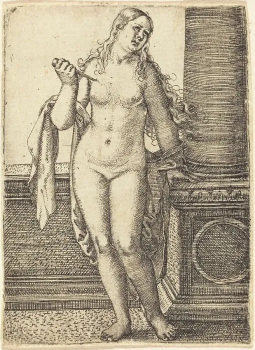 Framed Print : Lucretia Standing at a Column, c. 1520. Creator: Barthel Beham Framed Print : Lucretia Standing at a Column, c. 1520. Creator: Barthel Beham