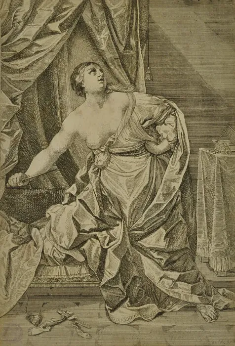 Framed Print : Lucretia, um 1700 Framed Print : Lucretia, um 1700