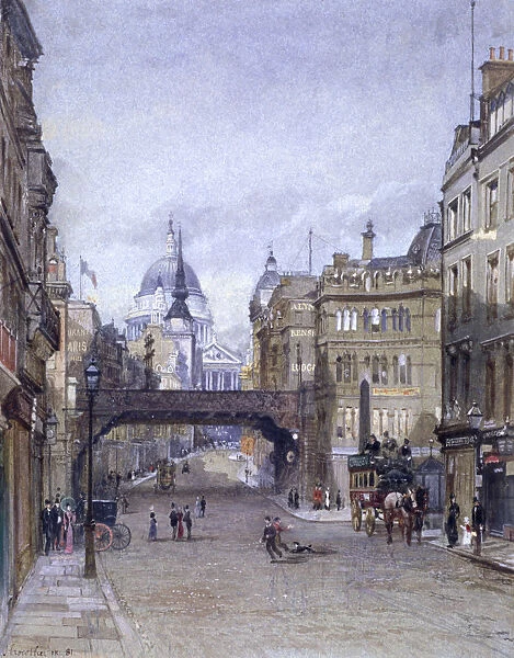 Ludgate Circus, London, 1881. Artist: John Crowther
