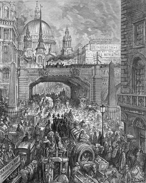 Ludgate Hill - A block in the Street, 1872. Creator: Gustave Doré
