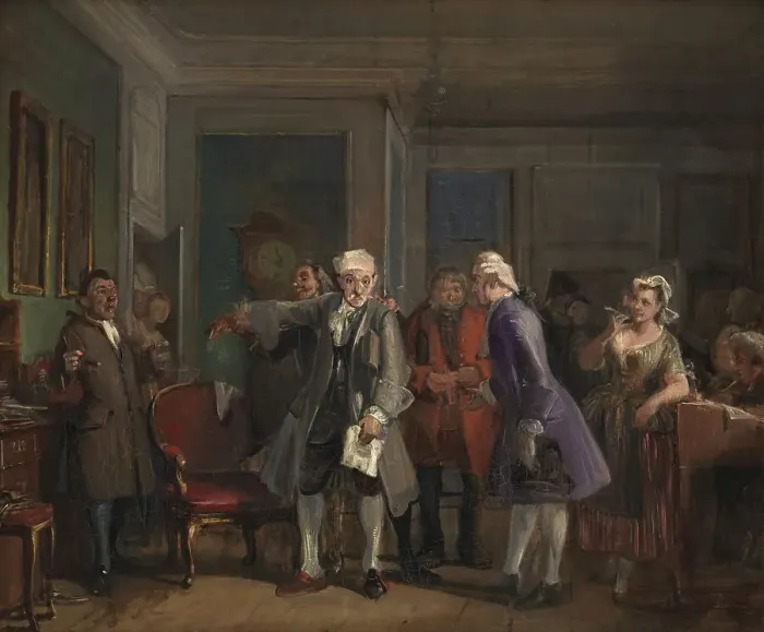 Framed Print : Ludvig Holberg's Den Stundeslose, act I, scene 6, 1825-1873. Creator: Wilhelm Marstrand. Ludvig Holberg's Den Stundeslose, act I, scene 6, 1825-1873. Creator: Wilhelm Marstrand Framed Print : Ludvig Holberg's Den Stundeslose, act I, scene 6, 1825-1873. Creator: Wilhelm Marstrand. Ludvig Holberg's Den Stundeslose, act I, scene 6, 1825-1873. Creator: Wilhelm Marstrand
