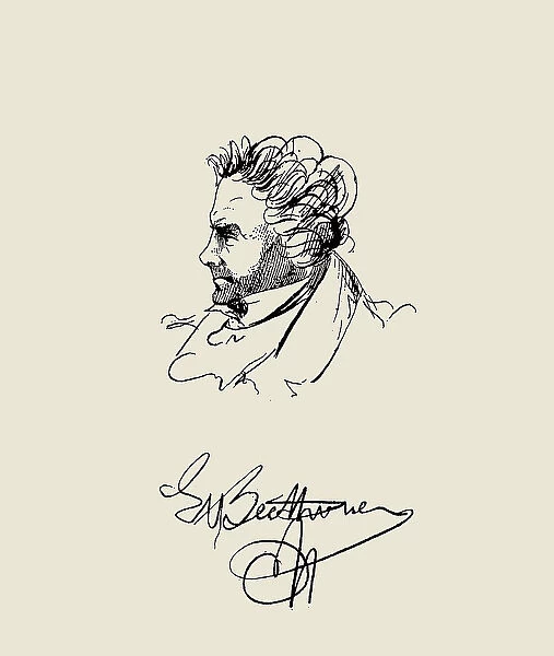 Ludwig van Beethoven, c. 1832. Creator: Lyser, Johann Peter (1804-1870)