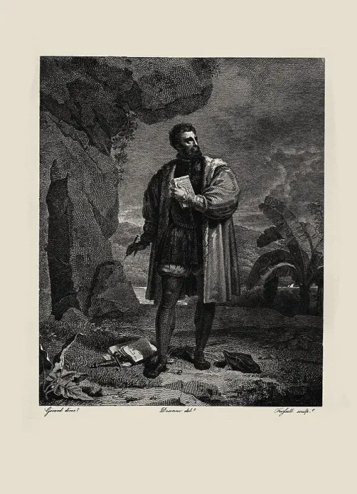 Framed Print : Luís de Camões in the cave of Macau, 1817. Creator: Desenne, Alexandre-Joseph (1785-1827) Framed Print : Luís de Camões in the cave of Macau, 1817. Creator: Desenne, Alexandre-Joseph (1785-1827)
