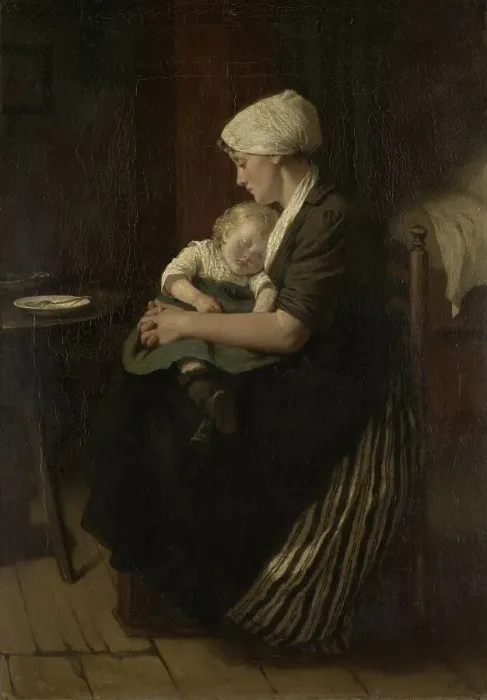 Framed Print : Lulled to Sleep, 1871. Creator: David Adolf Constant Artz Framed Print : Lulled to Sleep, 1871. Creator: David Adolf Constant Artz