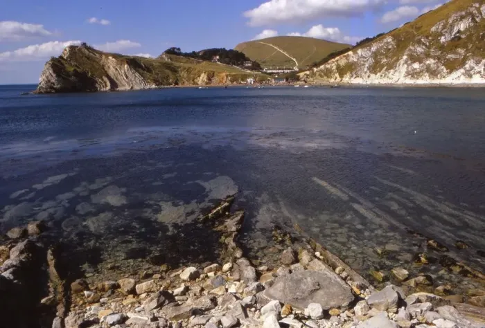Framed Print : Lulworth Cove from NNE. Purbeck, Dorset, 20th century. Artist: CM Dixon Framed Print : Lulworth Cove from NNE. Purbeck, Dorset, 20th century. Artist: CM Dixon