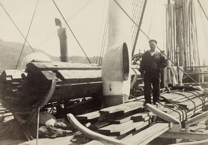 Framed Print : Lumber for the Anadyr Expedition on the Booms Deck, 1889. Creator: Unknown