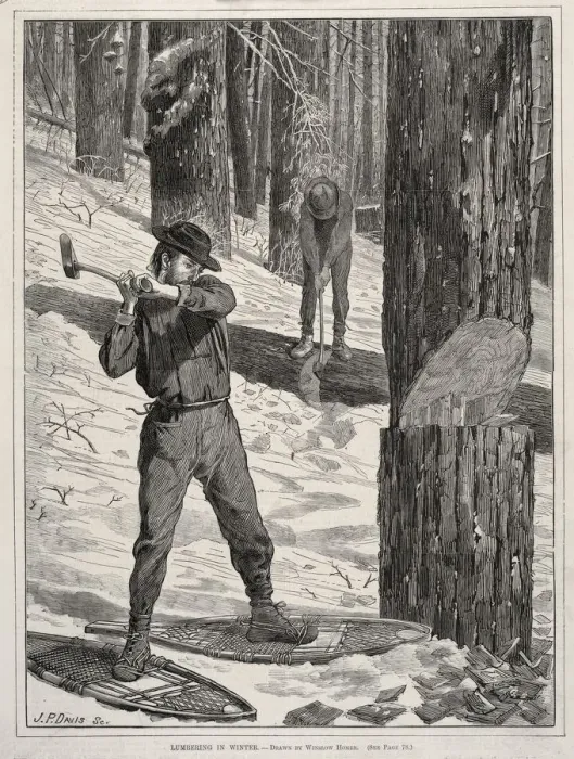 Framed Print : Lumbering in Winter, 1871. Creator: Winslow Homer (American, 1836-1910) Framed Print : Lumbering in Winter, 1871. Creator: Winslow Homer (American, 1836-1910)