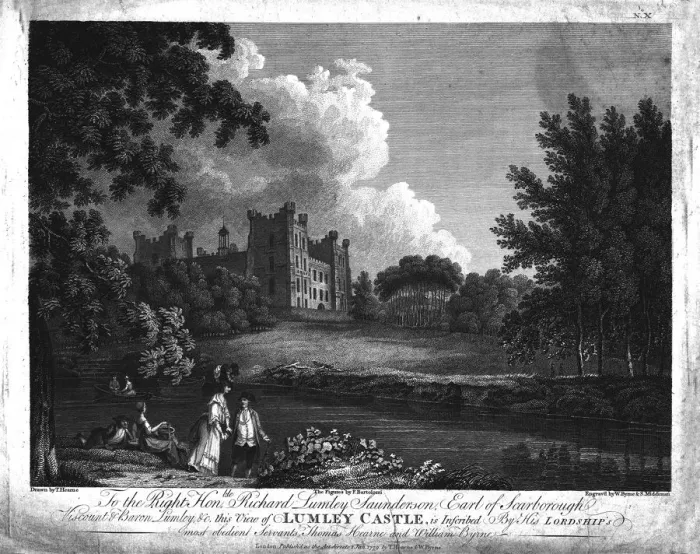 Framed Print : Lumley Castle, County Durham, c1779. Artists: William Byrne, Samuel Middiman Framed Print : Lumley Castle, County Durham, c1779. Artists: William Byrne, Samuel Middiman