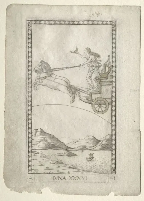 Framed Print : Luna (from the Tarocchi, series A: Firmaments of the Universe, #41), before 1467. Creator Framed Print : Luna (from the Tarocchi, series A: Firmaments of the Universe, #41), before 1467. Creator