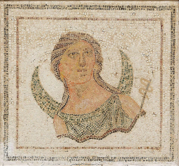 Luna, Goddess of the Moon. Roman Mosaic, 3rd cen. AD. Creator: Classical Antiquities