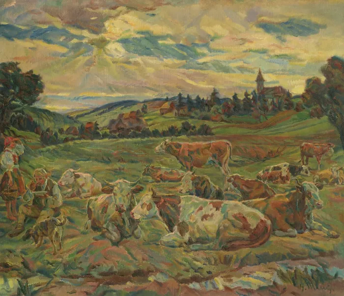 Framed Print : Lunch of a Cowherd, 1929-1930. Creator: Gustav Mally Framed Print : Lunch of a Cowherd, 1929-1930. Creator: Gustav Mally
