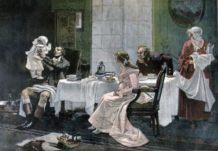 Framed Print : The luncheon of Camille Desmoulins, 1892. Artist: Leopold Flameng Framed Print : The luncheon of Camille Desmoulins, 1892. Artist: Leopold Flameng