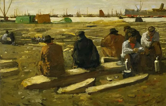 Framed Print : Lunchtime at the Building Site on the Van Diemenstraat in Amsterdam, 1897. Creator: George Hendrik Breitner Framed Print : Lunchtime at the Building Site on the Van Diemenstraat in Amsterdam, 1897. Creator: George Hendrik Breitner
