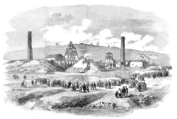 Framed Print : Lundhill Colliery, Barnsley, the Scene of the Recent Explosion, 1857. Creator: Unknown Framed Print : Lundhill Colliery, Barnsley, the Scene of the Recent Explosion, 1857. Creator: Unknown